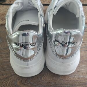 Valentino Metallic Silver and White Sneakers